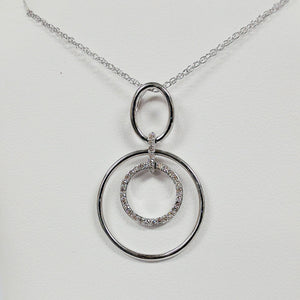 Sterling Silver Diamond Double Circle Pendant