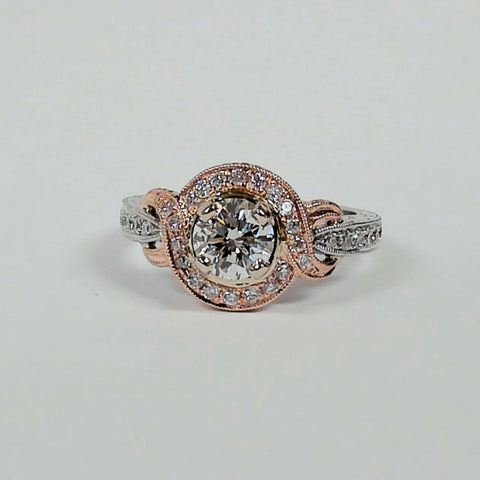 14K Two-Tone 1.13TW Diamond Engagement Ring