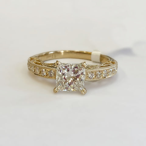 14K Princess-Cut Diamond Engagement Ring