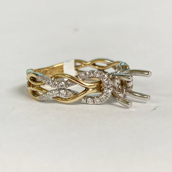 14K Two-Tone Diamond Semi-Mount Engagement Ring