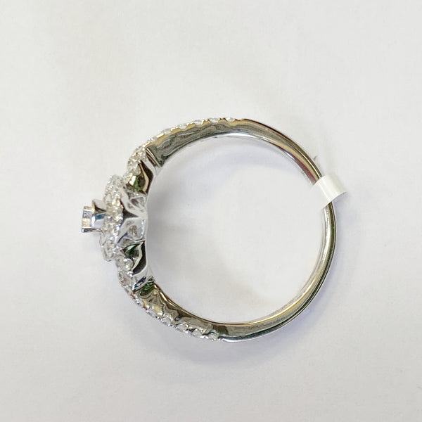 14K Diamond Halo Marquise Semi-Mount Engagement Ring