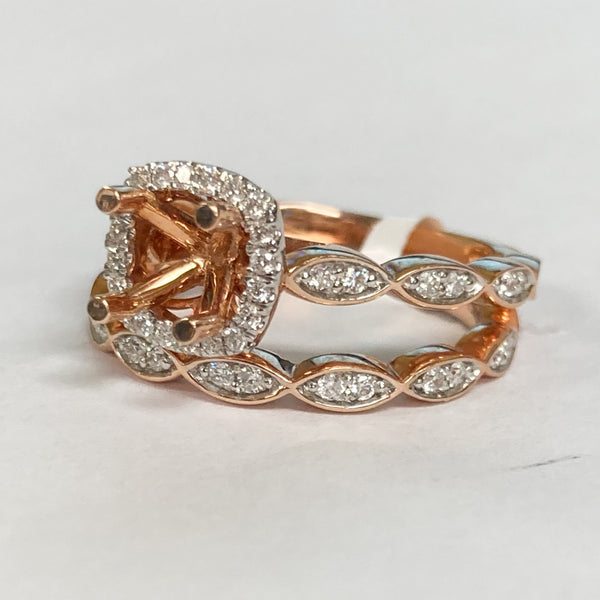 14k Rose Gold Diamond Engagement Set