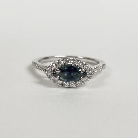 14K Bi-Color Sapphire and Diamond "Evil Eye" Ring