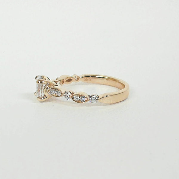 14K Diamond Oval Engagement Ring