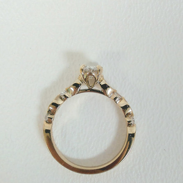 14K Diamond Oval Engagement Ring