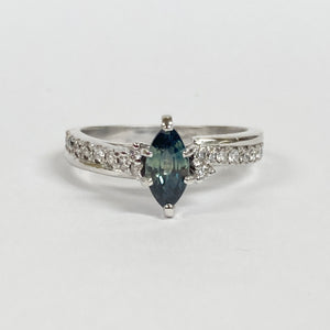 14K Bi-Color Sapphire and Diamond Engagement Ring