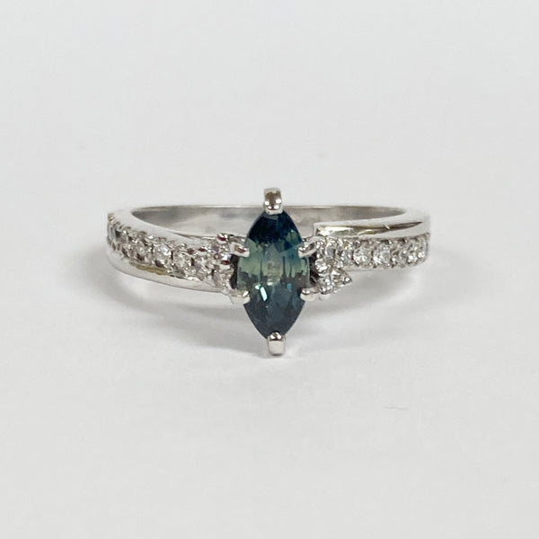 14K Bi-Color Sapphire and Diamond Engagement Ring