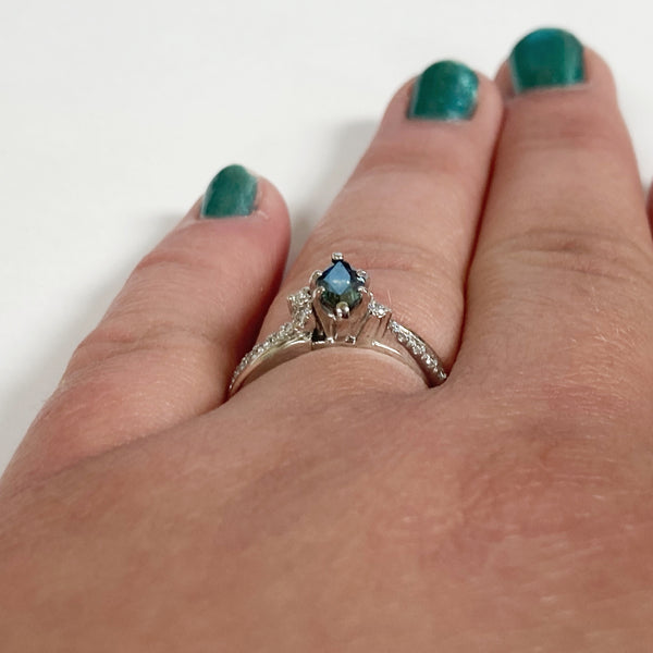 14K Bi-Color Sapphire and Diamond Engagement Ring