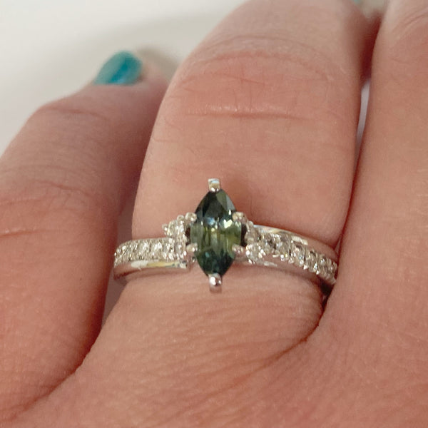 14K Bi-Color Sapphire and Diamond Engagement Ring