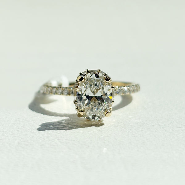 14KYG LAB GROWN Oval and Hidden Halo Engagement Ring