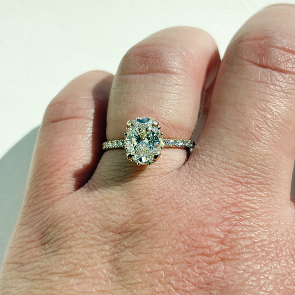 14KYG LAB GROWN Oval and Hidden Halo Engagement Ring