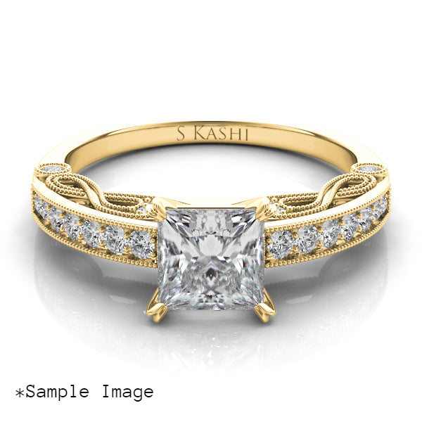 14K Princess-Cut Diamond Engagement Ring