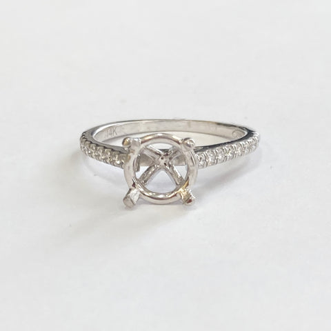 14k Round Diamond Semi-Mount Engagement Ring