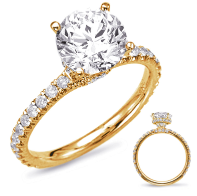 14KYG Hidden Halo Diamond Semi-Mount Engagement Ring