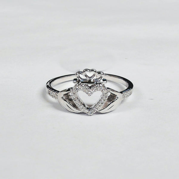 10KWG Diamond Claddagh Ring