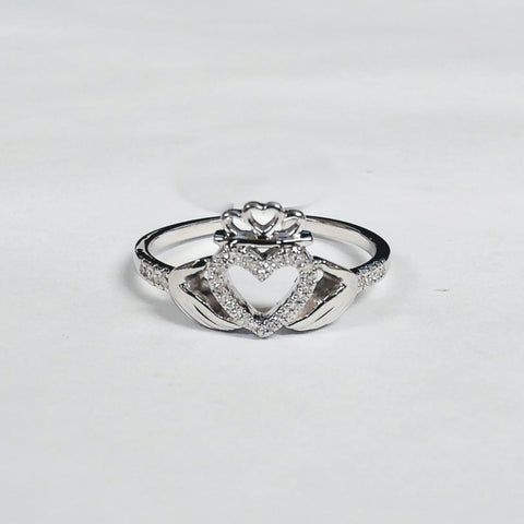 10KWG Diamond Claddagh Ring