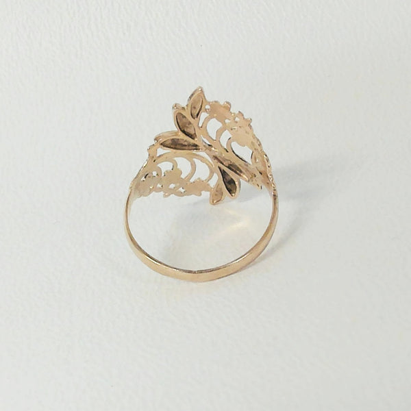 10K Floral Diamond-Cut Ring