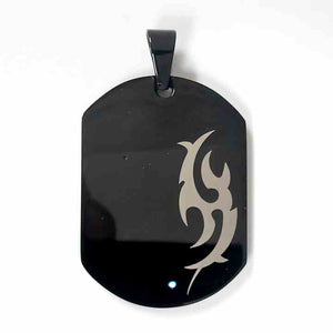 Black IP & Silver Tone Pendant