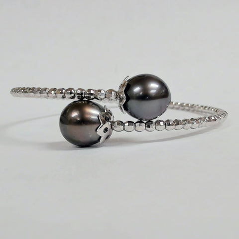 Sterling Silver Tahitian Pearl & Bead Wrap Bracelet