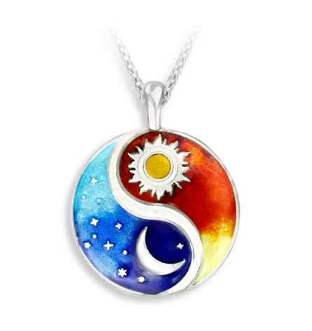 Sterling Silver Night & Day Enamel Necklace