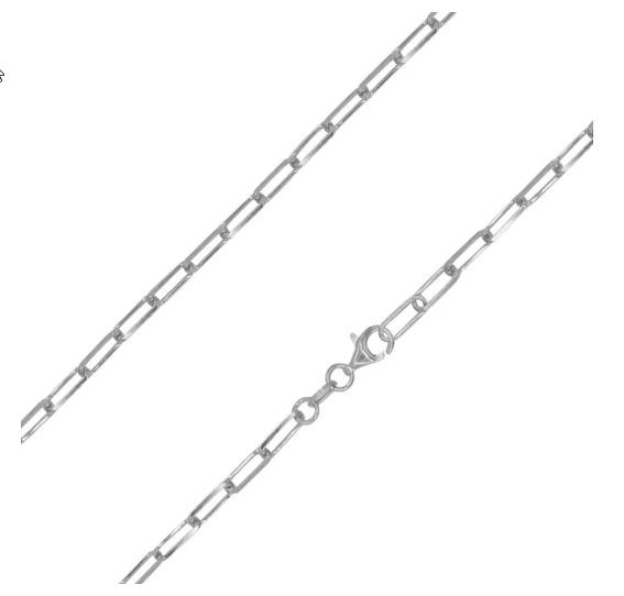 Sterling Silver Rhodium-Plated Diamond Cut Paperclip Bracelet