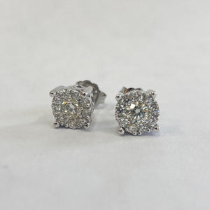 14KWG 0.68TW Diamond & Halo Stud Earrings