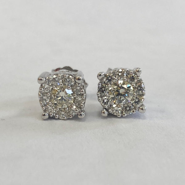 14KWG 0.68TW Diamond & Halo Stud Earrings