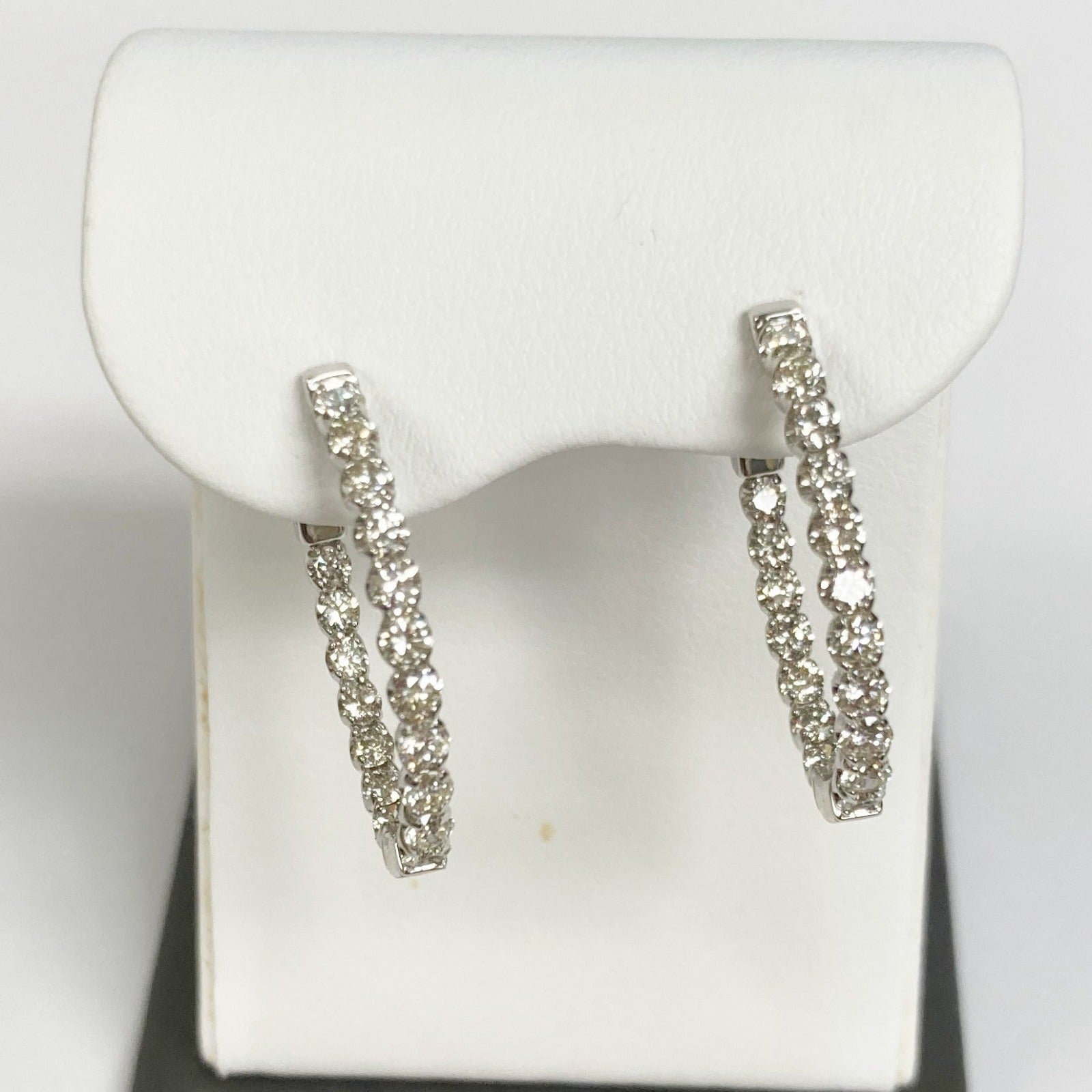 14K Diamond Hinged Hoop Earrings