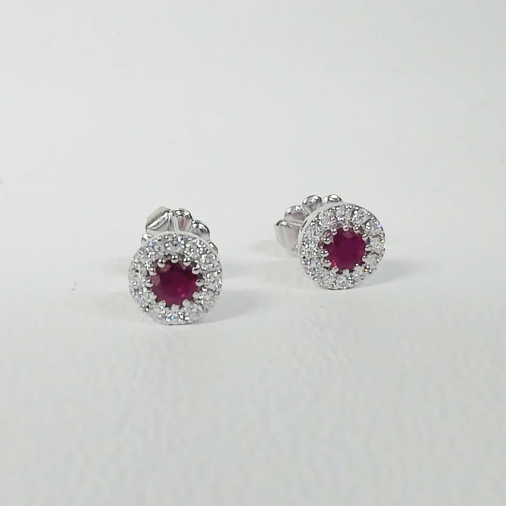 14K Ruby & Diamond Stud Earrings