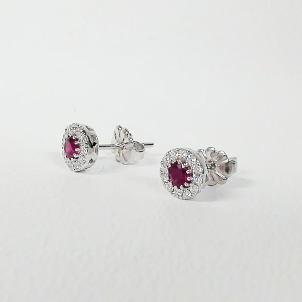 14K Ruby & Diamond Stud Earrings