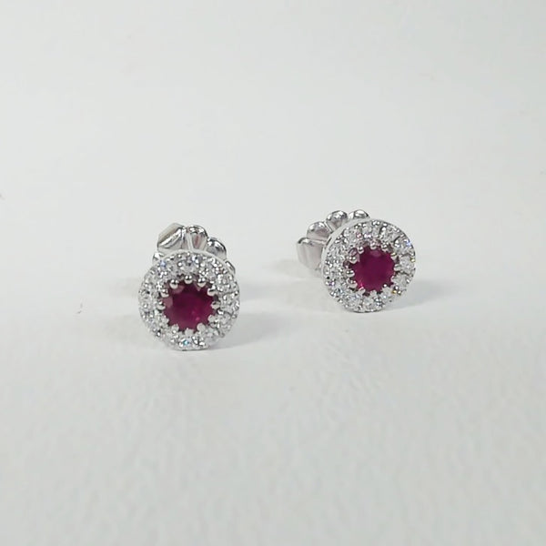 14K Ruby & Diamond Stud Earrings