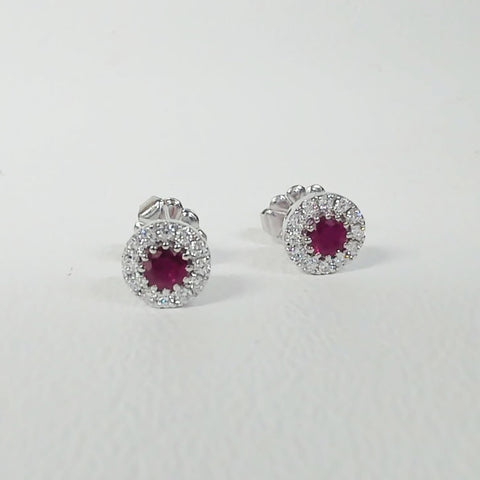 14K Ruby & Diamond Stud Earrings