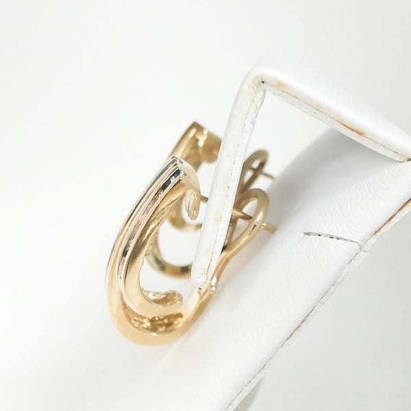 10K Two Tone 1/4TW Diamond Omega Back Earrings