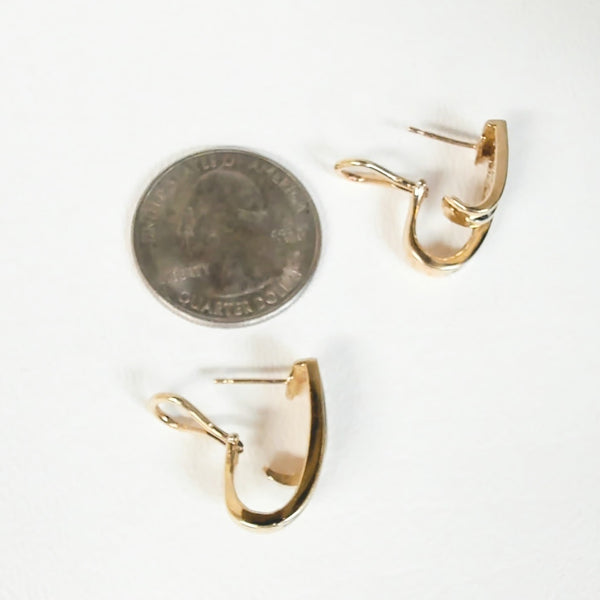 10K Two Tone 1/4TW Diamond Omega Back Earrings