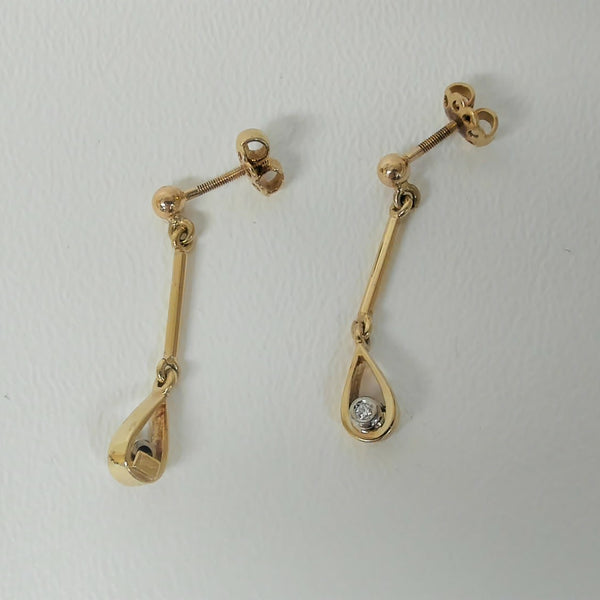 18K Diamond Dangle Fashion Post Studs
