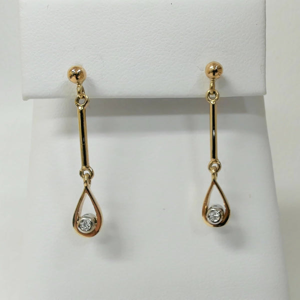 18K Diamond Dangle Fashion Post Studs