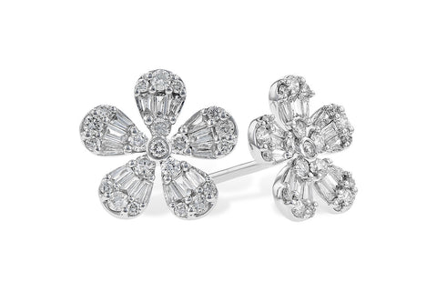 14K Diamond Flower Post Earrings