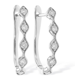 14K Milgrain Diamond Hoop Earrings