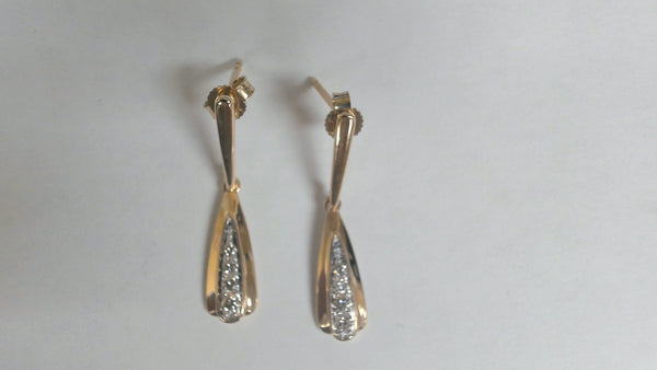 14KYG Diamond Teardrop Dangle Earrings