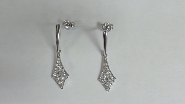 14KWG Diamond-Shaped Diamond Dangle Earrings