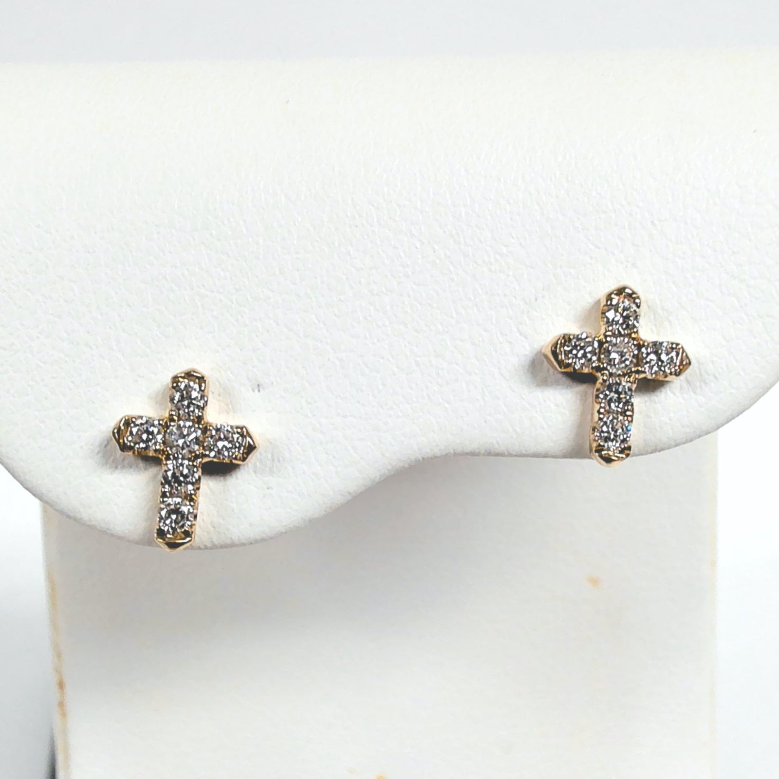 14K Diamond Cross Post Earrings