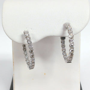 14K Diamond (1.41TW) Hinged Round Hoop Earrings