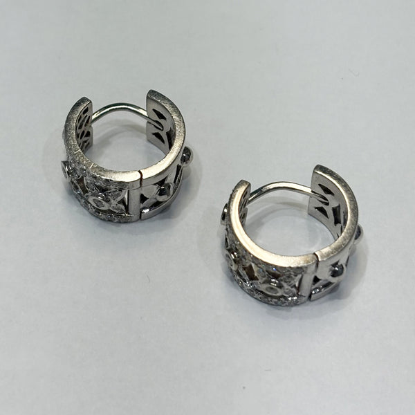 14K (1.33TW) Diamond Hinged Huggie Hoop Earrings