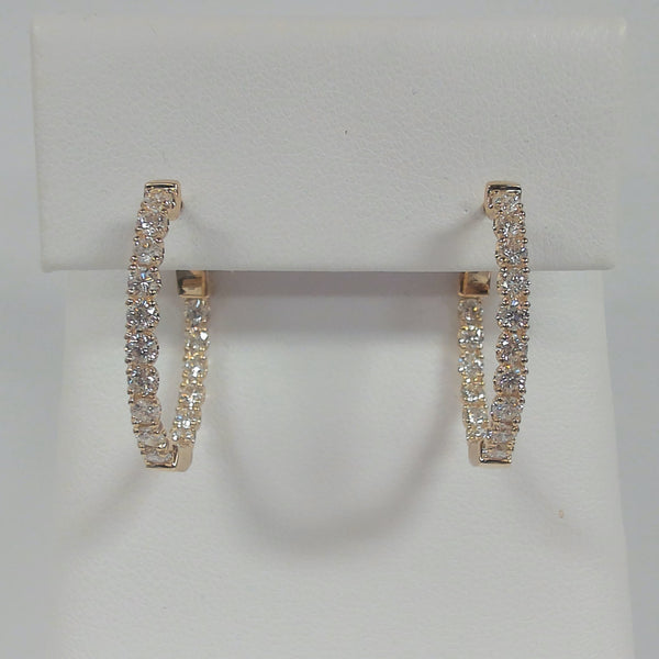 14K 1.43TW Diamond Inside/Outside Oval Hoop Earrings
