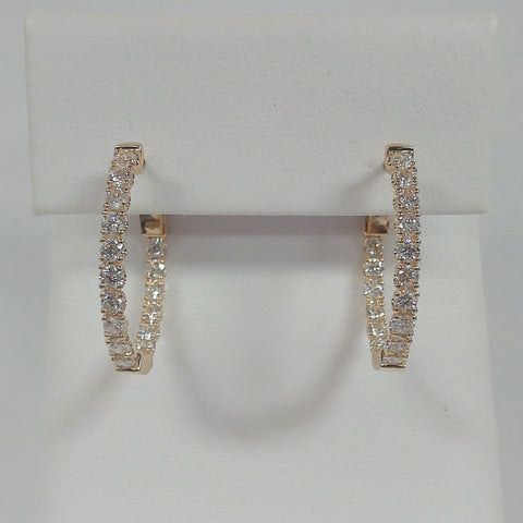 14K 1.43TW Diamond Inside/Outside Oval Hoop Earrings