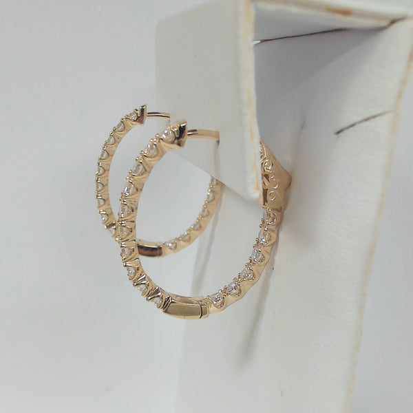 14K 1.43TW Diamond Inside/Outside Oval Hoop Earrings