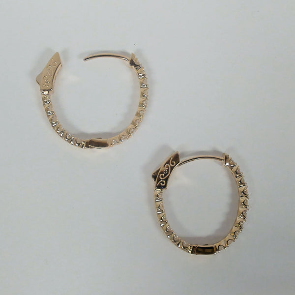 14K 1.43TW Diamond Inside/Outside Oval Hoop Earrings