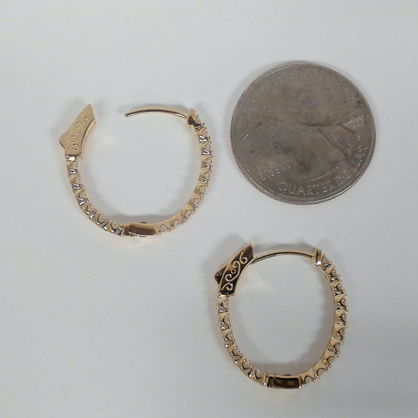 14K 1.43TW Diamond Inside/Outside Oval Hoop Earrings