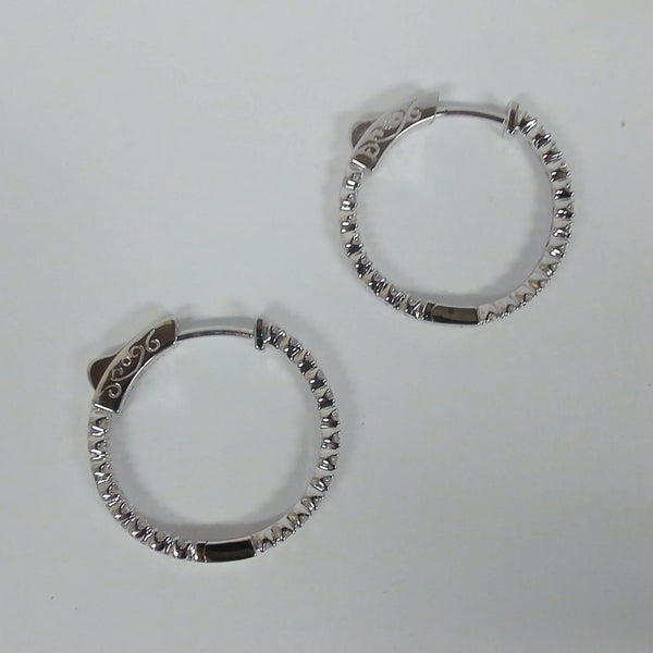 14K .94TW Diamond Round Inside/Outside Hoop Earrings