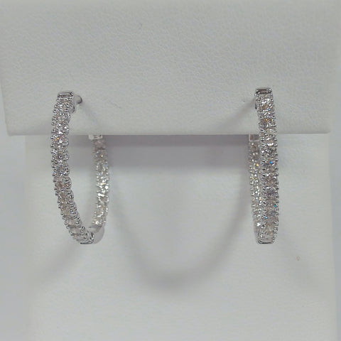 14KWG .94TW Diamond Oval Inside/Outside Hoops